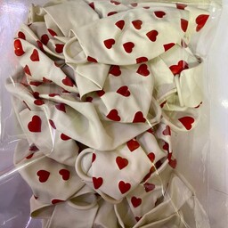 پک 30 عددی بادکنک  خالدار  قلب تولد لاتکس سنگین رنگ سفید خال قرمز (تست شده قبل از ارسال)