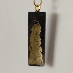 آویز ، گردنبند رزین مشکی و پودر فلز طلایی