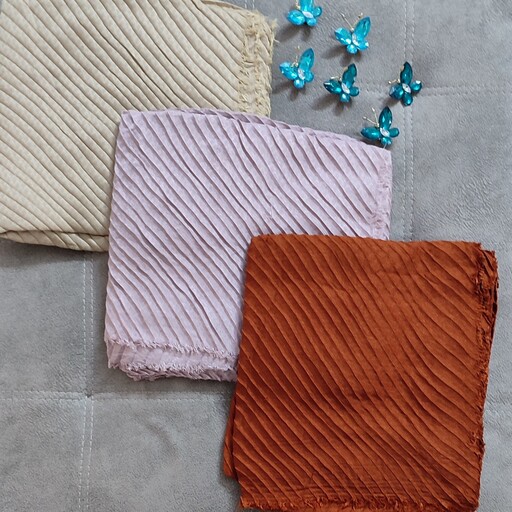روسری پیلیسه نخی ریشه پرزی قواره 140 در رنگهای فوق العاده جذاب