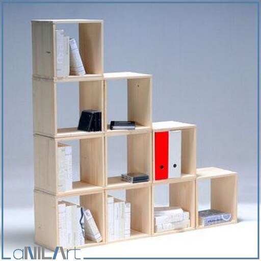 شلف و قفسه دکوری پله ای 4 طبقه مناسب کتابخانه تزئینی مدل 101011