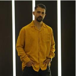 پیراهن مردانه کبریتی خردلی مدل Behtash