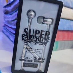 هندزفری super earphone مدل ev-3601 با صدای فوق العاده و بیس دار اصلی 