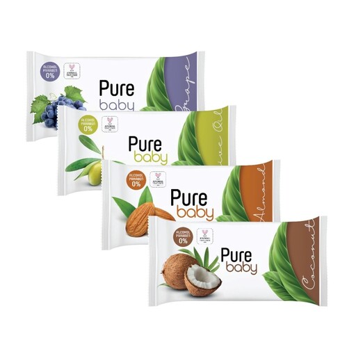 دستمال مرطوب پیور ببی Pure Baby وارداتی مستقیم از ترکیه چهار بسته 50 تایی