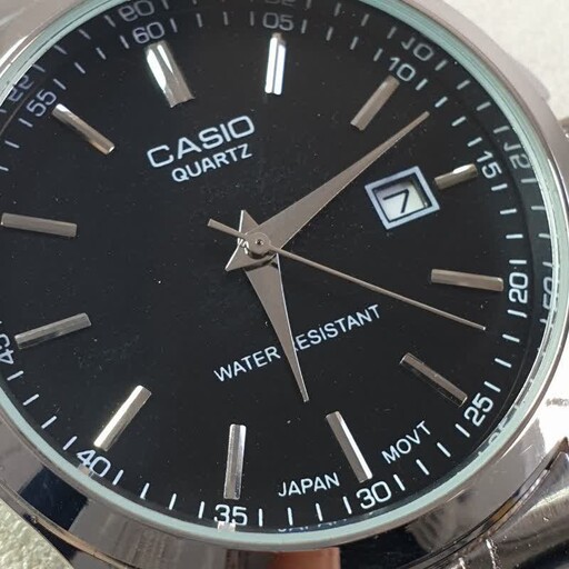 ساعت مچی مردانه کاسیو بند استیل بدنه استیل صفحه مشکی casio