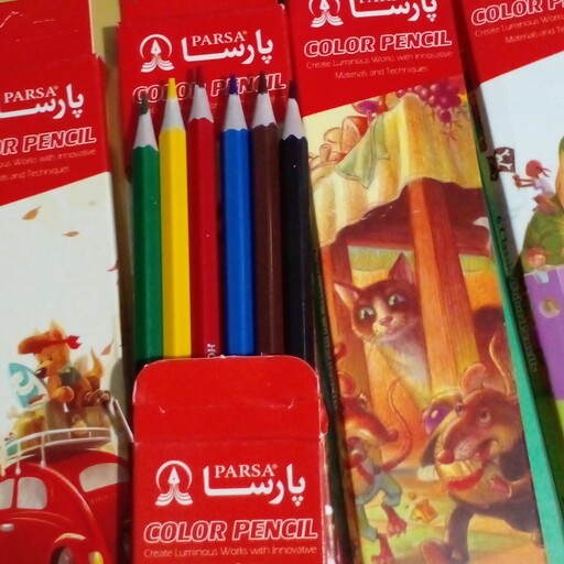 مداد رنگی 6 رنگ پارسا جنس خوب ساخت ایران باکیفیت