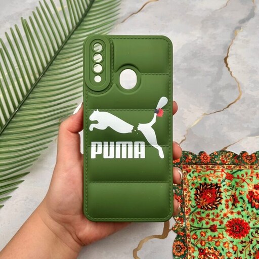 قاب گوشی Galaxy A20S سامسونگ پافری محافظ لنز دار طرح PUMA پوما سبز کد 35406