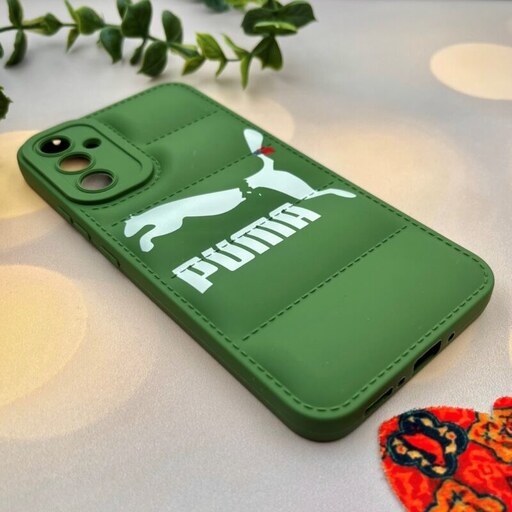 قاب گوشی Galaxy A34 5G سامسونگ پافری محافظ لنز دار طرح PUMA پوما سبز کد 41181