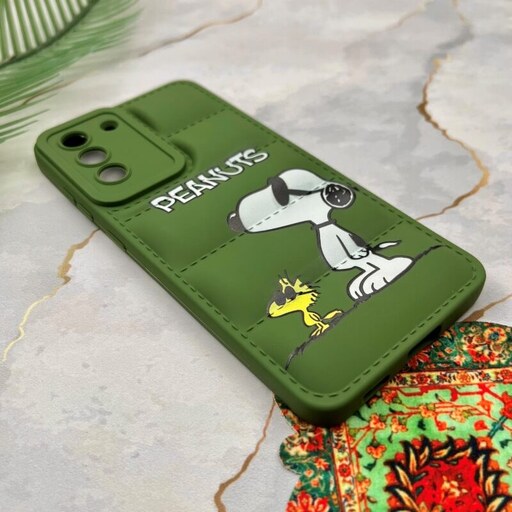 قاب گوشی Galaxy S21 FE سامسونگ پافری محافظ لنز دار طرح کارتونی Peanuts سبز کد 20540