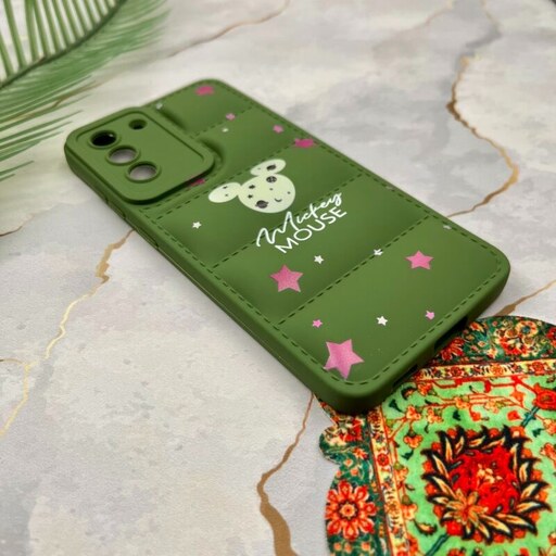 قاب گوشی Galaxy S21 FE سامسونگ پافری محافظ لنز دار طرح Mickey Mouse میکی موس سبز کد 69706