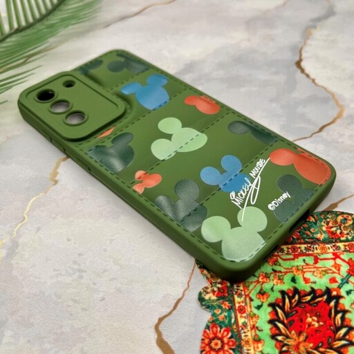 قاب گوشی Galaxy S21 FE سامسونگ پافری محافظ لنز دار طرح رنگی Mickey Mouse میکی موس سبز کد 42981