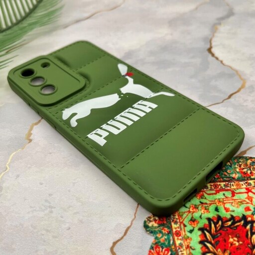 قاب گوشی Galaxy S21 FE سامسونگ پافری محافظ لنز دار طرح PUMA پوما سبز کد 89310