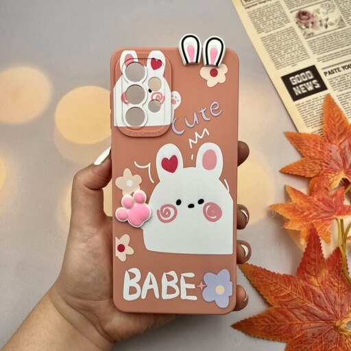 قاب گوشی Galaxy A73 5G سامسونگ سیلیکونی فانتزی عروسکی برجسته دیزنی طرح خرگوش Cute Babe محافظ لنز دار کد 78354