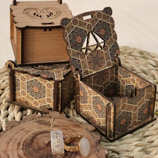 جعبه کادویی ، باکس گیفت ، جعبه انگشتری چوبی 5 سانتی بسته 10 تایی