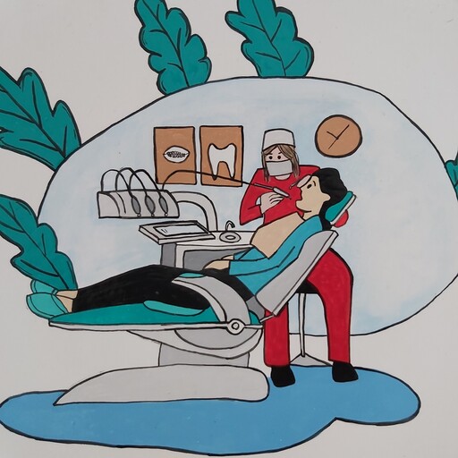 بشقاب سفالی دیوارکوب آویز خانم  دندان پزشک قطر  20 و 25 و 30سانتیمتر کاردست قابل شستشو نصب آسان