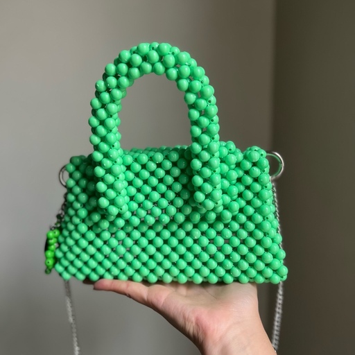 کیف دوشی و دستی مرواریدی سبز فلور 
