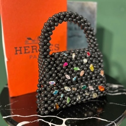 کیف مرواریدی جواهر دوزی شده مشکی رنگ(دستی)