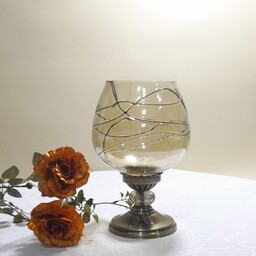 ظرف تنقلات ، شیشه نقش دار دودی پایه برنز  ثبات رنگ و کیفیت بالا  گوی کریستال شامپاین مناسب جهت پذیرایی و هدیه