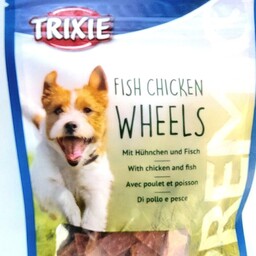 تشویقی سگ تریکسی با طعم مرغ و ماهی وزن 75 گرم