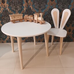 میز و صندلی کودک طرح خرگوش رنگ دلخواهتون انجام میشه. ارتفاع نشیمن صندلی 30 سانت و ارتفاع میز 45 سانت