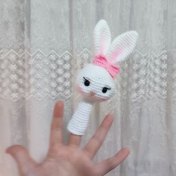 عروسک انگشتی بافتنی خرگوش ملوس