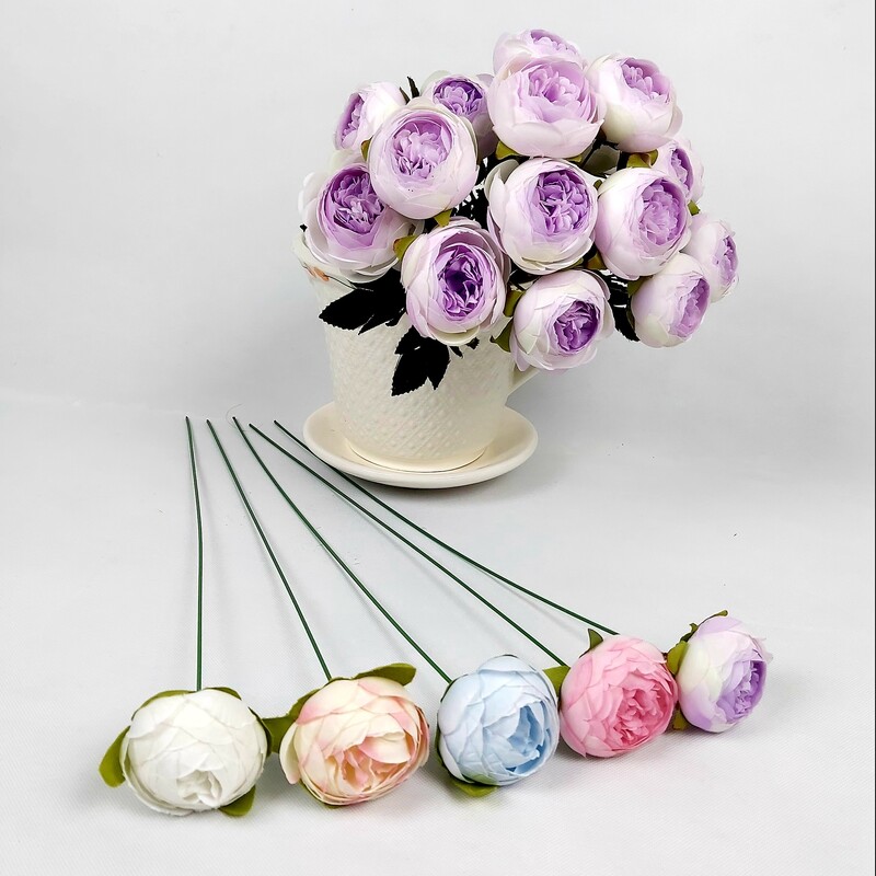 گل مصنوعی پیونی تک شاخه گل درشت عالیجناب با قطر 7 سانتیمتر در رنگبندی ده رنگ با ارتفاع 50سانتیمتر