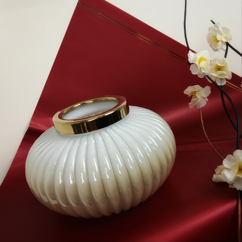 گلدان شیشه ای رنگی رومیزی آبکاری لاستر مدل رویا(عالیجناب)