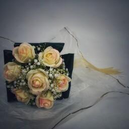 دسته گل عروس جدید مصنوعی رز و ژیپسوفیلای عالیجناب 
