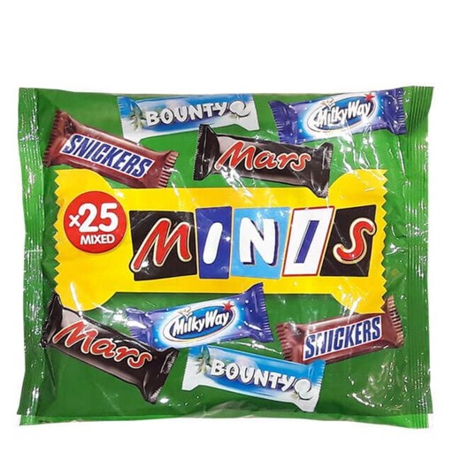 شکلات میکس مینیز  ، اسنیکرز، بونتی، مارس، میلکی وی ،500 گرم minis mixed