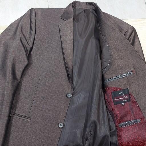 کت تک مردانه سایز 48 رنگ قهوه ای نیمه براق تا براق با دوخت عالی