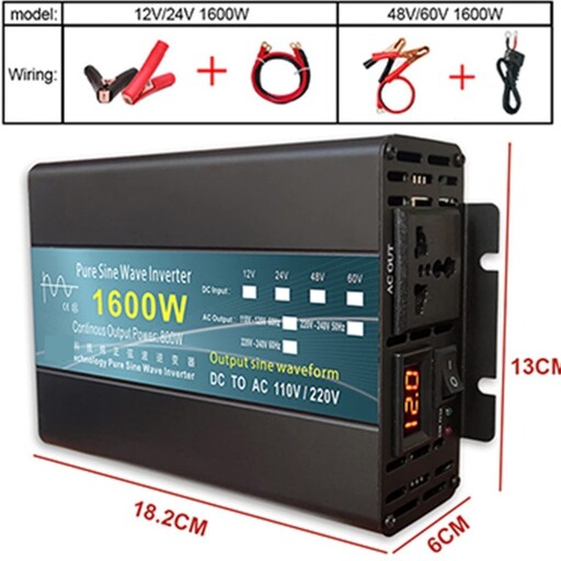 اینورتر موج سینوسی خالص DC 12 ولت به 220AC ولت 1600W وات 
MESKEL