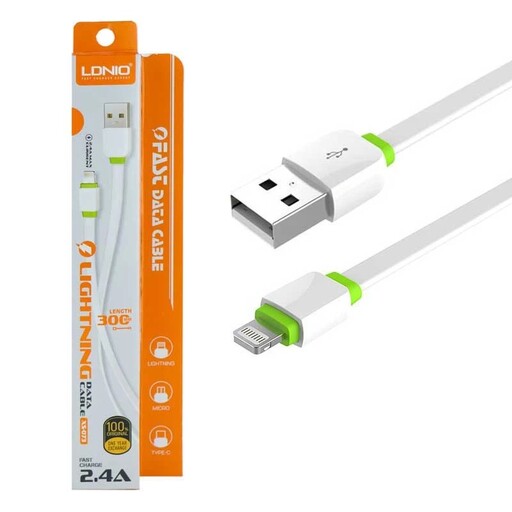 کابل تبدیل USB به لایتنینگ الدینیو مدل XS-073 طول 0.3 متر مخصوص پاوربانک