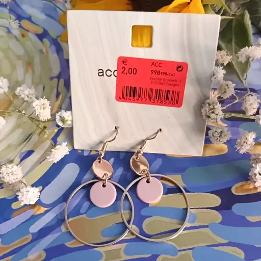 گوشواره اویز رینگی طلایی از برند accessories ساخت ویتنام به سفارش اروپا وارداتی با بارکد اصالت کالا