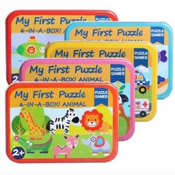 بازی فکری اموزشی اولین پازل من،6 حیوان در یک قوطی،6 رنگ و طرح زیبا