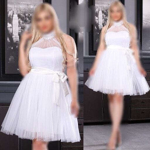 لباس مجلسی عروسکی مدل پرنسا  سایزبندی 36 الی 42 رنگبندی سفید و مشکی -لباس مجلسی عروسکی دخترونه 