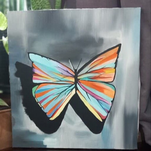 تابلو نقاشی رنگ روغن پروانه(سه بعدی روی بوم)40در40 وزن350گرم در سایز  متنوع و رنگ های متنوع