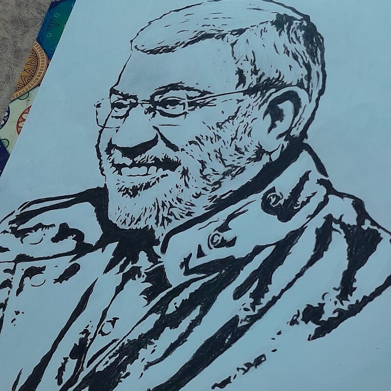 نقاشی چهره سیاه قلم شهید ابومهدی سایز 30در40 سایر چهره ها پذیرفته میشود