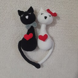 عروسک بافتنی  زوج گربه ای عاشق
