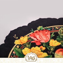 رومیزی مخمل خاطره طرح بستان عشق مناسب هفت سین و میز های گرد و مربع محصولات هنری پرورا 
