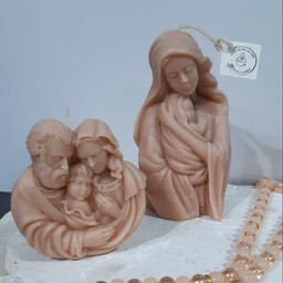 شمع دست ساز ست 2 عددی مجسمه طرح چهره آغوش مادر و فرزند یا مریم مقدس و چهره آغوش خانواده