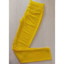 لگ آنتی سلولیت ورزشی کمرگنی پشت چین دار رنگ زرد فری سایز و ارسال رایگان 
