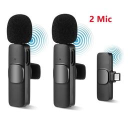 میکروفون یقه ای بی سیم مدل K9 دو عددی مخصوص آیفون و اندروید تایپ c ارسال سریع