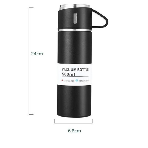 فلاسک مدل کادویی VACUUM FLASK SET گنجایش 0.5 لیتر به همراه لیوان مجموعه 3 عددی 