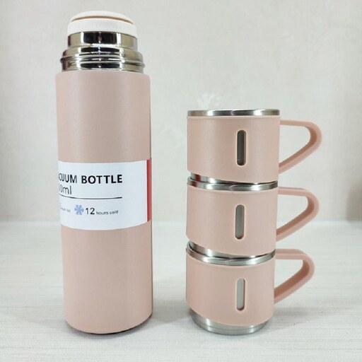 فلاسک قلمی مدل VACUUM FLASK SET گنجایش 0.5 لیتر به همراه لیوان مجموعه 3 عددی 