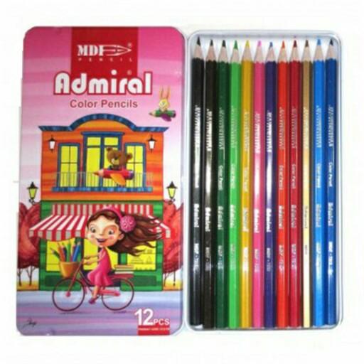 مداد رنگی 12 رنگ تخت فلزی ادمیرال