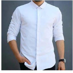 پیراهن سفید مردانه پارچه تاجیکستانی
