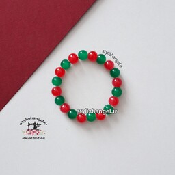دستبند یلدایی. دستبند سنگی ترکیب مهره سنگی قرمز و سبز 