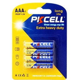 باتری نیم قلمی 4 عددی PKCELL  یک و نیم ولت AAA