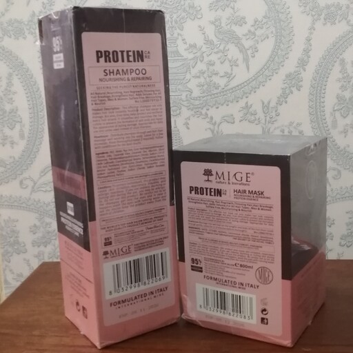 شامپو و ماسک میگ پروتئین بدون سولفات  مغذی و آبرسان protein mige