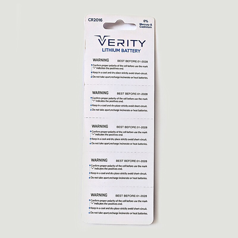 باتری سکه ای(وریتی - Verity) مدل CR2016 بسته 5 عددی