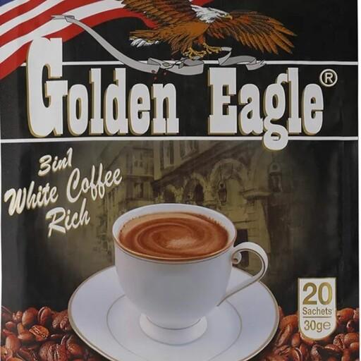 کافی میکس 3 در 1 گلدن ایگل golden eagle مدل white coffee rich پک 20 ساشه ای

